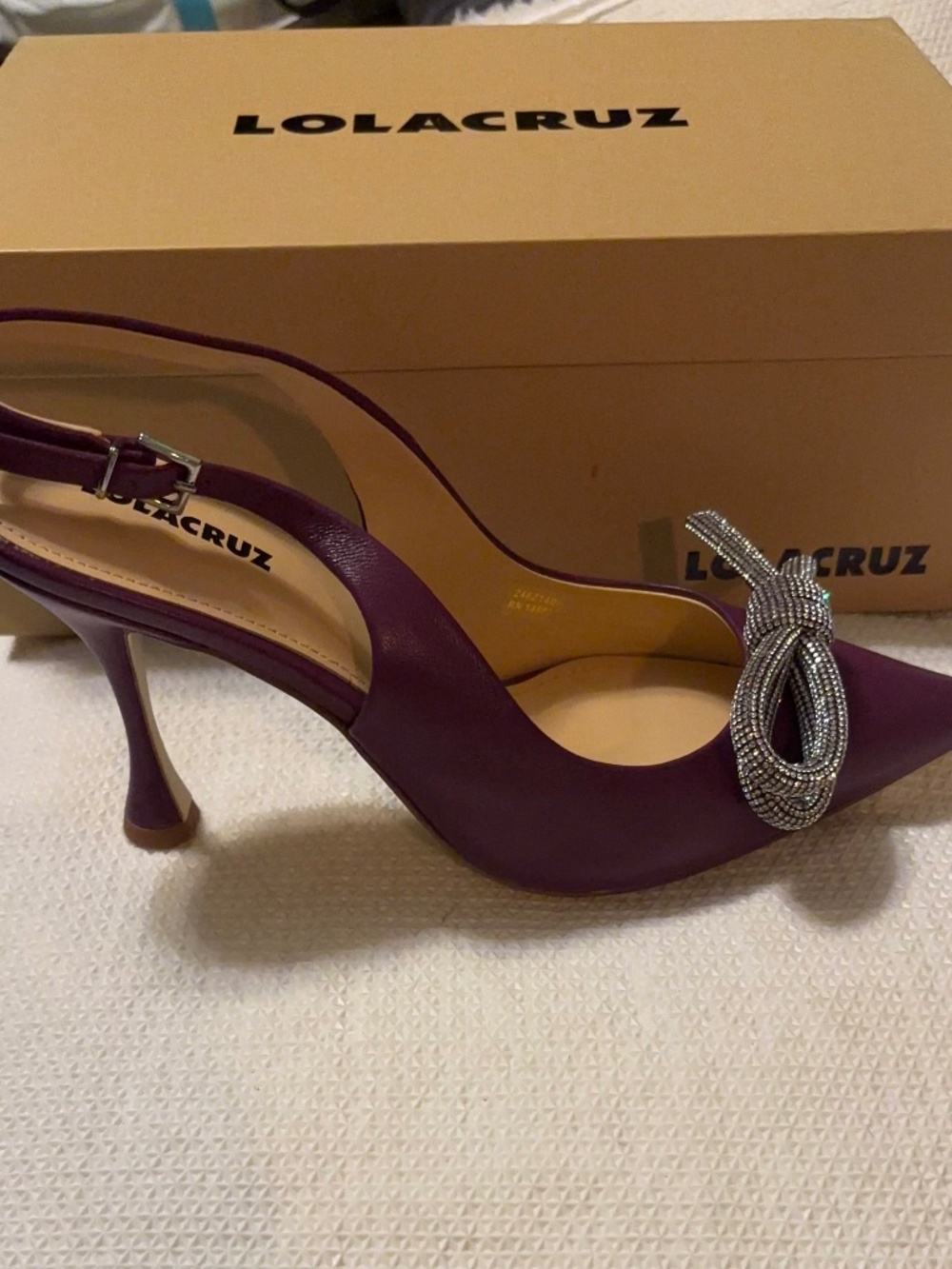 Lola Cruz Beren Jena Purple Pump Sequins Bow Accents Sz 39